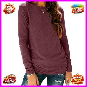 Plus Size Long Sleeve Crewneck T-Shirt, Soft Stretch Fabric, Casual Workwear
